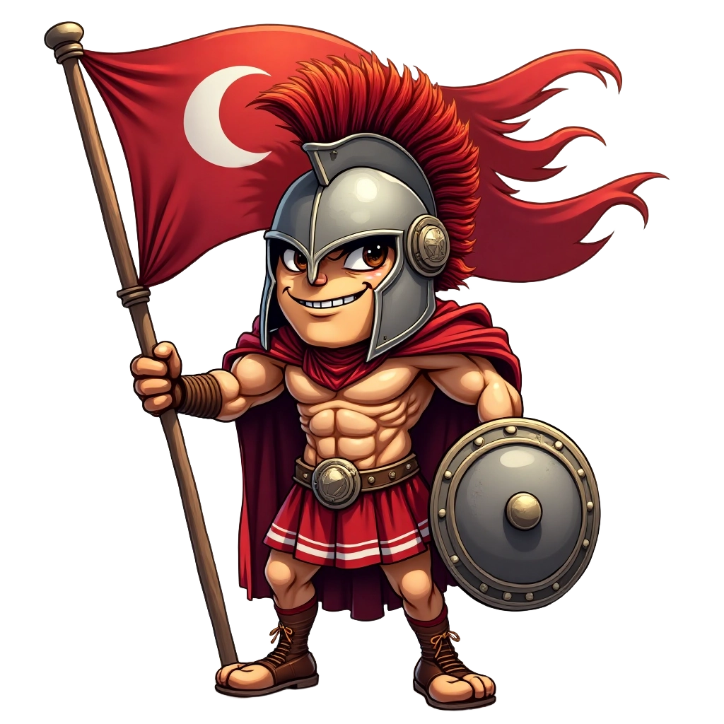 Spartan Warrior with Turkish Flag